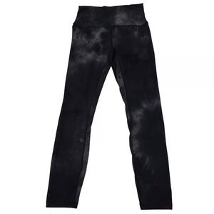 Lululemon Align Leggings 6 Diamond Dye Graphite Grey High Rise Custom Peach Logo